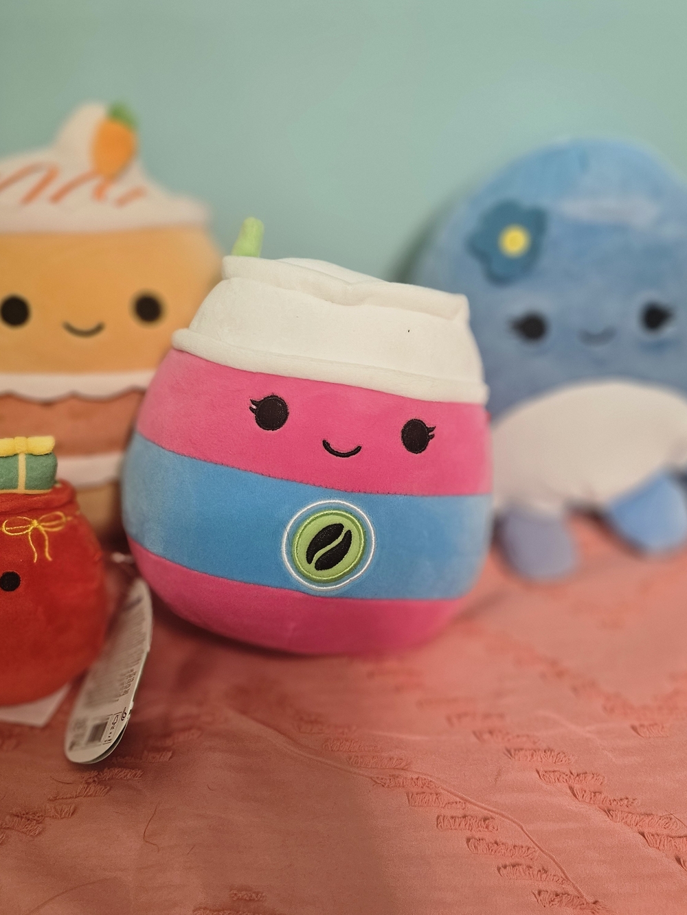 Plush Drink Stackable Squeaky Toy - Pink & Blue